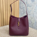 SAINT LAURENT LE 5 À 7 SMALL SUPPLE 22 IN GRAPE PURPLE CALFSKIN GOLD BUCKLE