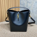 SAINT LAURENT LE 37 MEDIUM BUCKET BAG 25 IN BLACK CALFSKIN GOLD HARDWARE