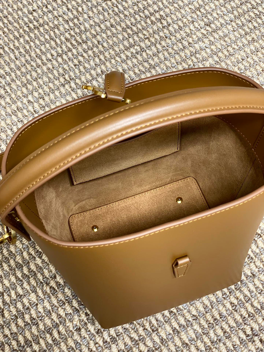 SAINT LAURENT LE 37 SMALL BUCKET BAG 20 IN TORTILLA BROWN CALFSKIN GOLD HARDWARE
