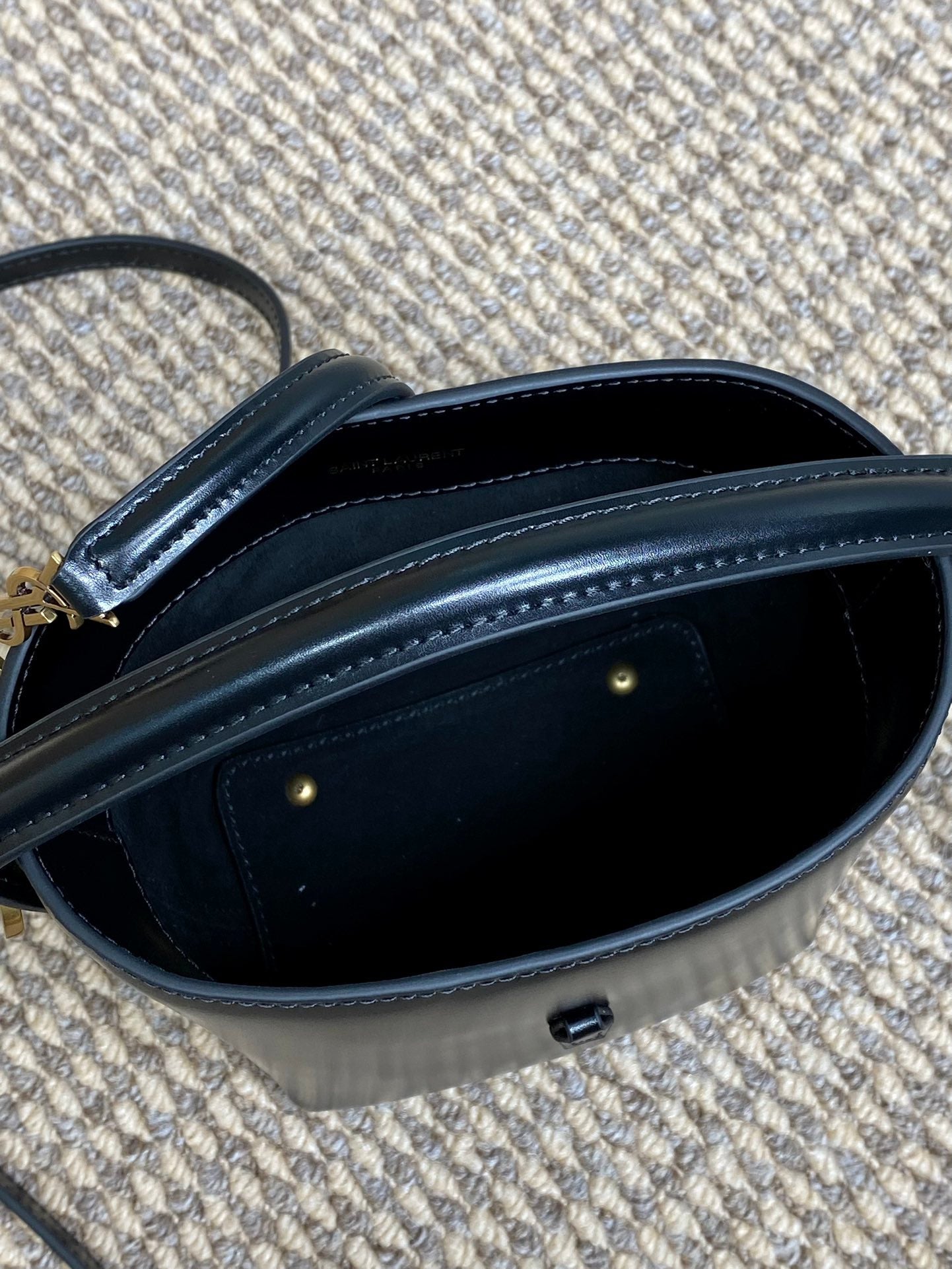 SAINT LAURENT LE 37 MINI BUCKET BAG 15 IN BLACK CALFSKIN GOLD HARDWARE