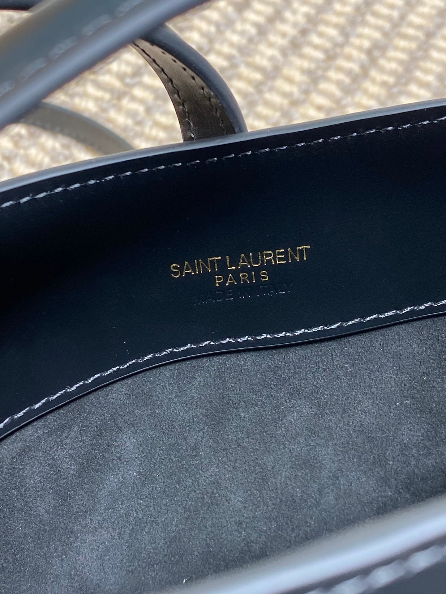 SAINT LAURENT LE 37 MINI BUCKET BAG 15 IN BLACK CALFSKIN GOLD HARDWARE