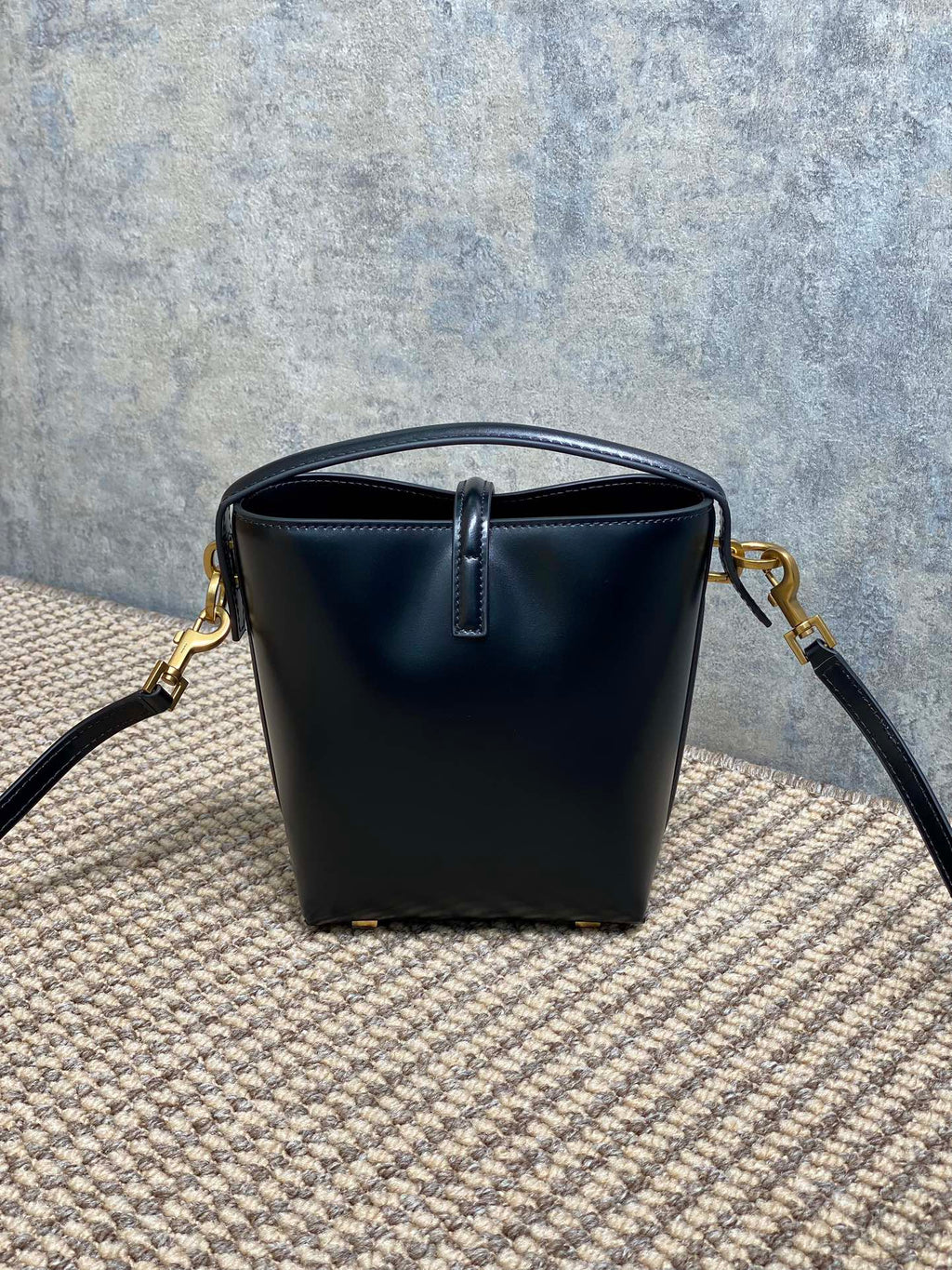 SAINT LAURENT LE 37 MINI BUCKET BAG 15 IN BLACK CALFSKIN GOLD HARDWARE