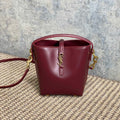 SAINT LAURENT LE 37 MINI BUCKET BAG 15 IN BURGUNDY RED CALFSKIN GOLD HARDWARE