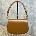 SAINT LAURENT VOLTAIRE TOP HANDLE IN BOX 21 IN TAWNY BROWN CALFSKIN GOLD HARDWARE