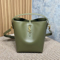 SAINT LAURENT LE 37 MEDIUM BUCKET BAG 25 IN AVOCADO GREEN CALFSKIN GOLD HARDWARE