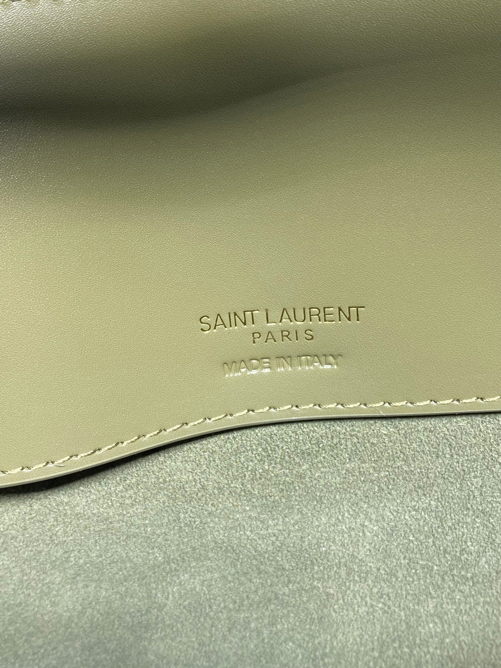 SAINT LAURENT LE 37 MEDIUM BUCKET BAG 25 IN AVOCADO GREEN CALFSKIN GOLD HARDWARE