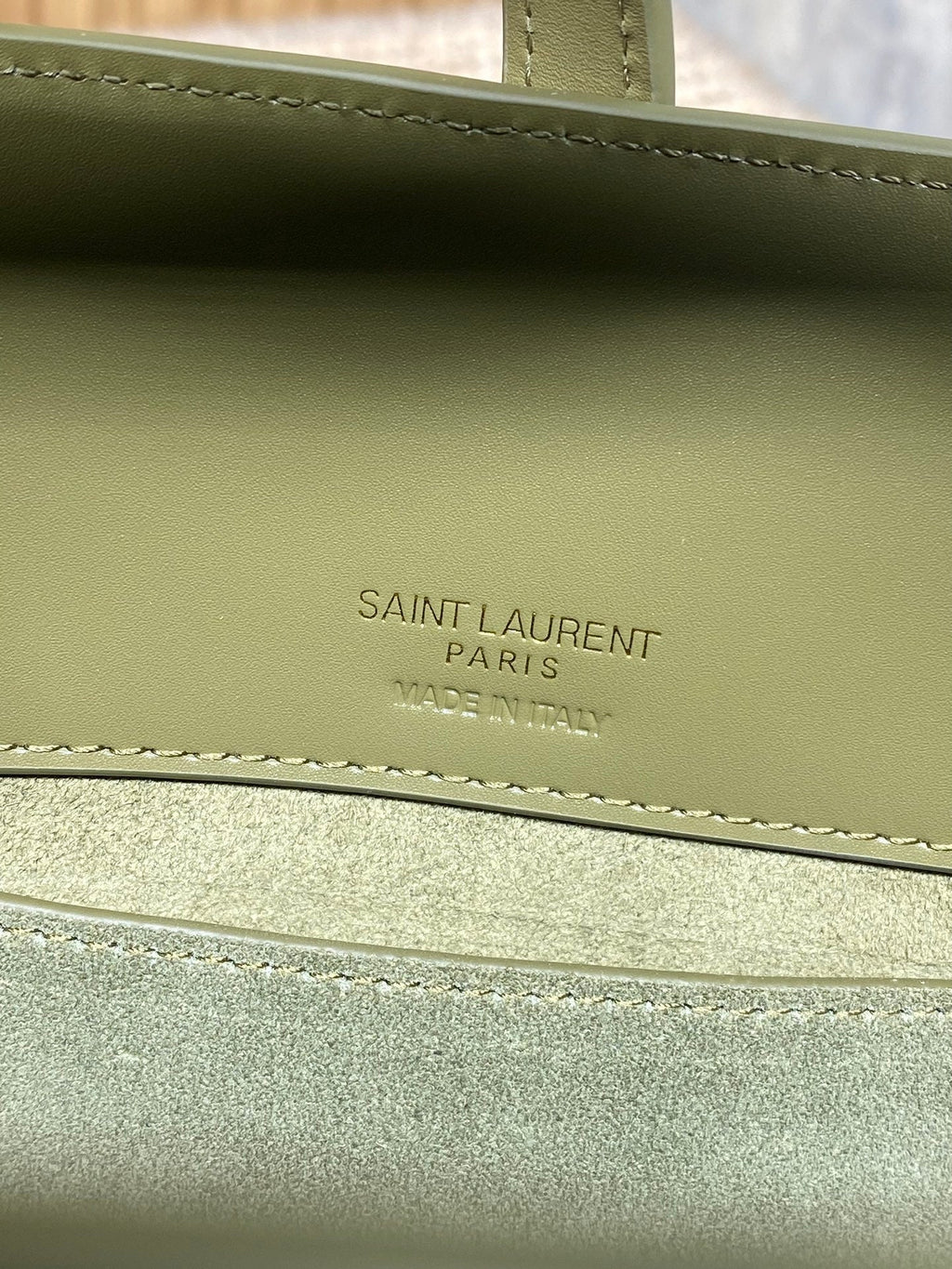 SAINT LAURENT LE 37 SMALL BUCKET BAG 20 IN AVOCADO GREEN CALFSKIN GOLD HARDWARE