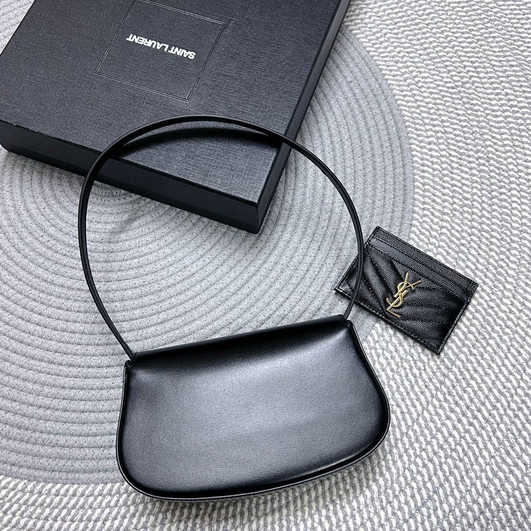 SAINT LAURENT VOLTAIRE IN BOX 21 IN BLACK CALFSKIN GOLD LOGO