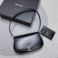 SAINT LAURENT VOLTAIRE IN BOX 21 IN BLACK CALFSKIN GOLD LOGO