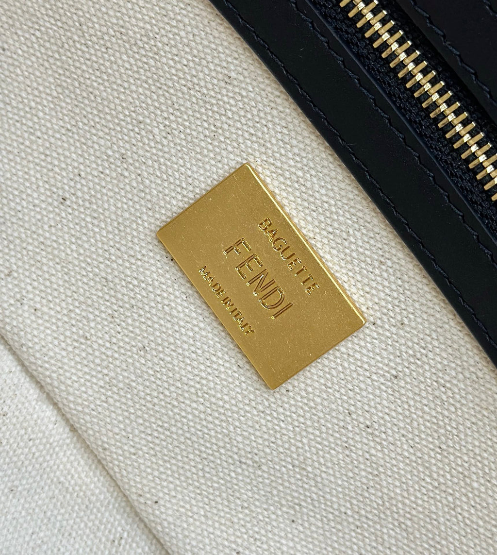 FENDI BAGUETTE CANVAS 27 BAG WITH MULTICOLOUR EMBROIDERY GOLD HARDWARE