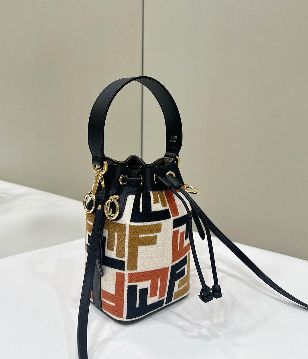 FENDI MON TRESOR 18 IN MULTICOLOR CANVAS WITH FF MOTIF EMBROIDERED
