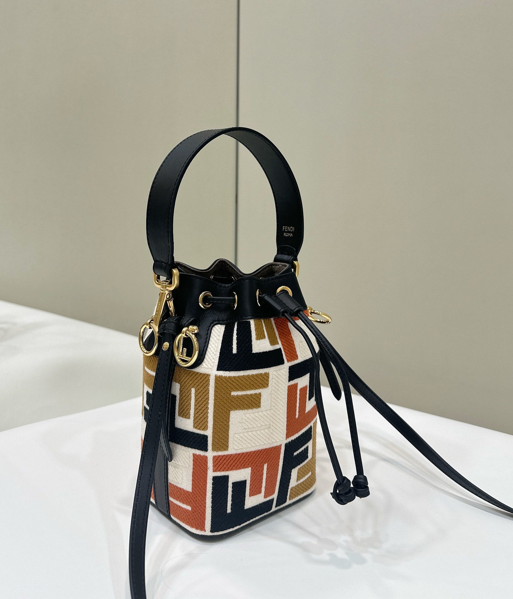 FENDI MON TRESOR 18 IN MULTICOLOR CANVAS WITH FF MOTIF EMBROIDERED