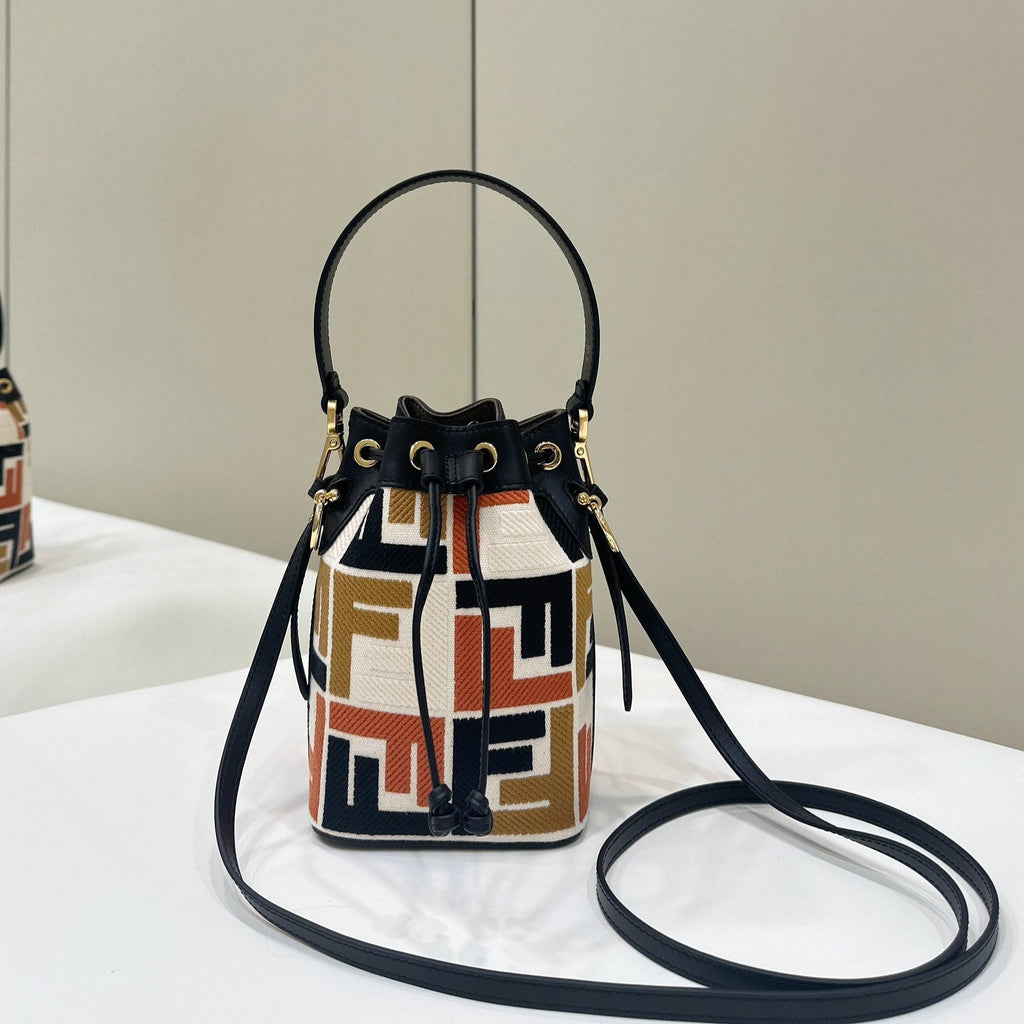 FENDI MON TRESOR 18 IN MULTICOLOR CANVAS WITH FF MOTIF EMBROIDERED