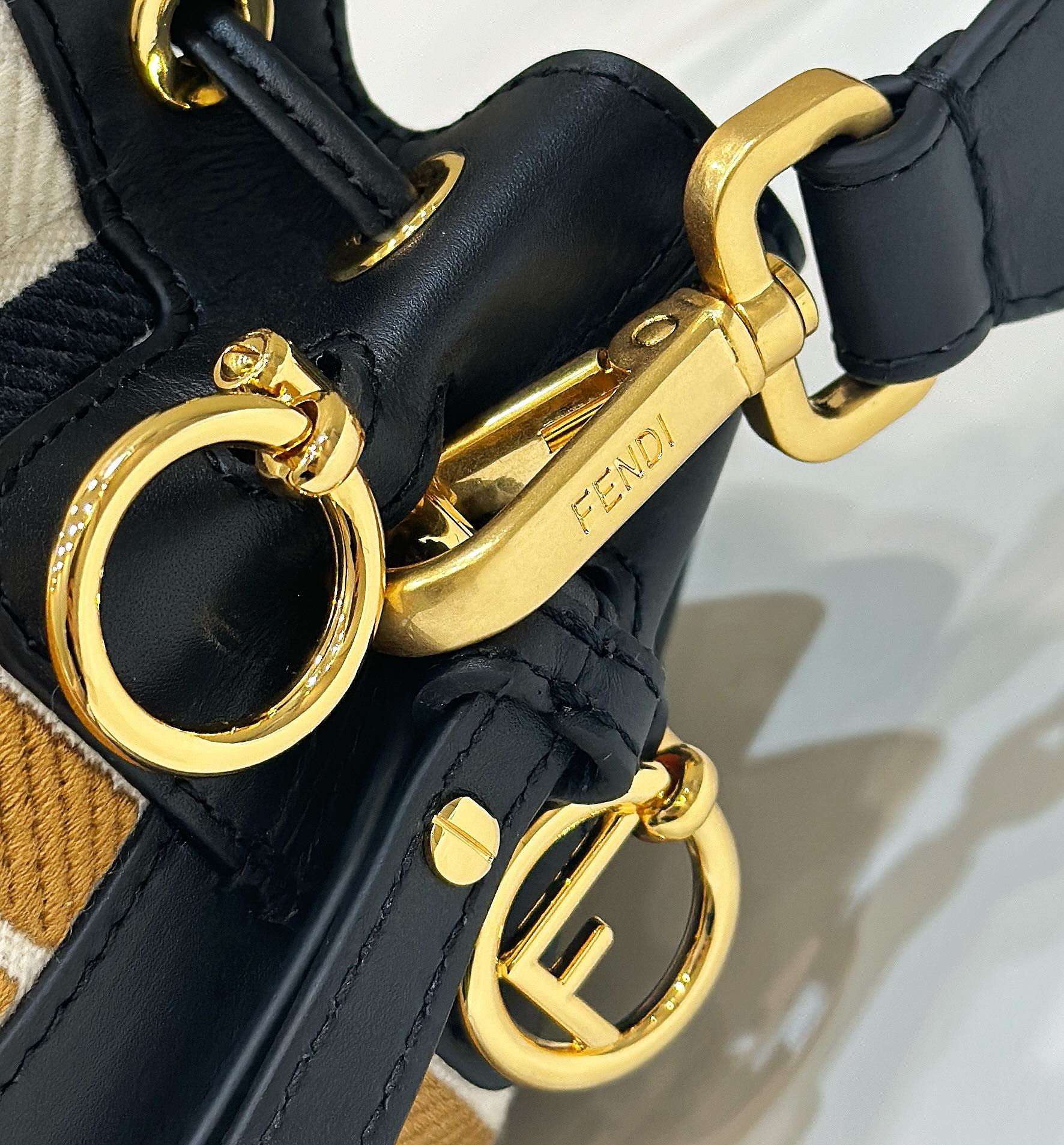 FENDI MON TRESOR 18 IN MULTICOLOR CANVAS WITH FF MOTIF EMBROIDERED