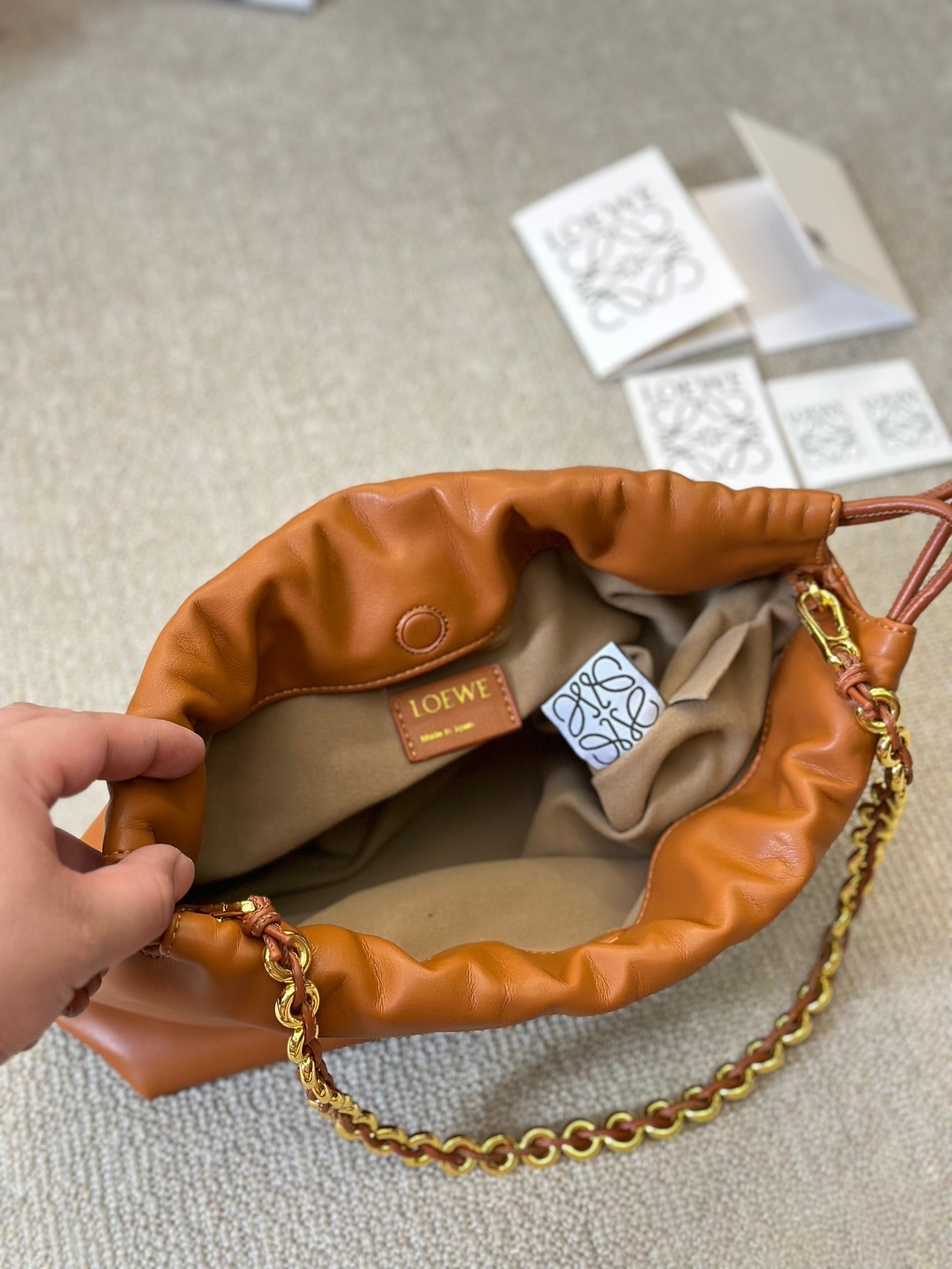 LOEWE LOE SMALL 23 FLAMENCO PURSE IN WARM DESERT NAPPA LAMBSKIN