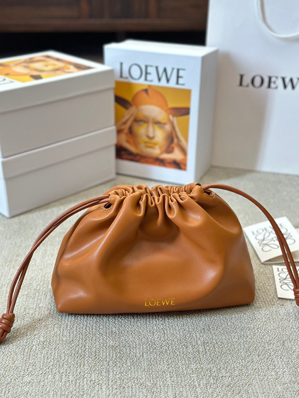 LOEWE LOE SMALL 23 FLAMENCO PURSE IN WARM DESERT NAPPA LAMBSKIN