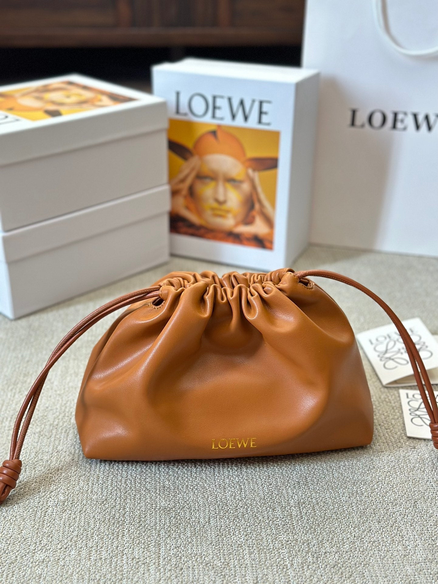 LOEWE LOE SMALL 23 FLAMENCO PURSE IN WARM DESERT NAPPA LAMBSKIN