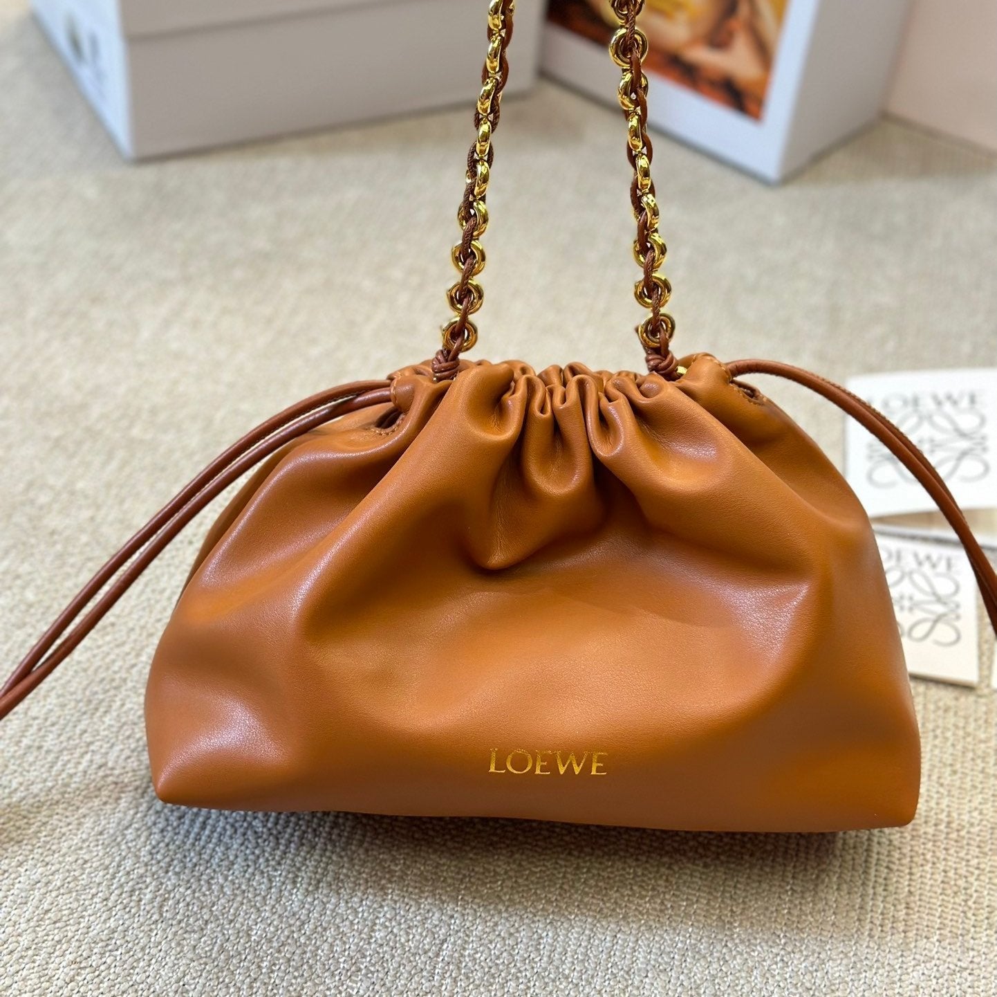 LOEWE LOE SMALL 23 FLAMENCO PURSE IN WARM DESERT NAPPA LAMBSKIN
