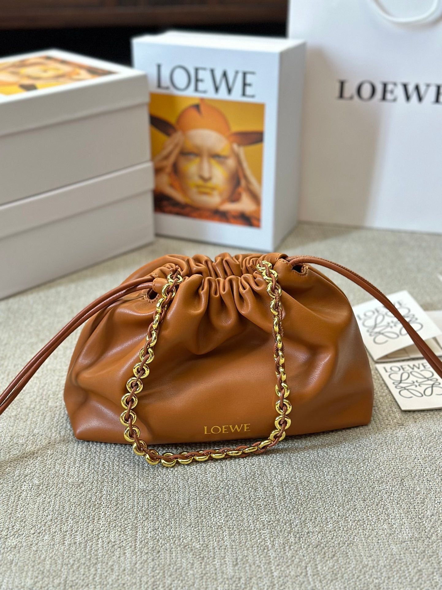 LOEWE LOE SMALL 23 FLAMENCO PURSE IN WARM DESERT NAPPA LAMBSKIN