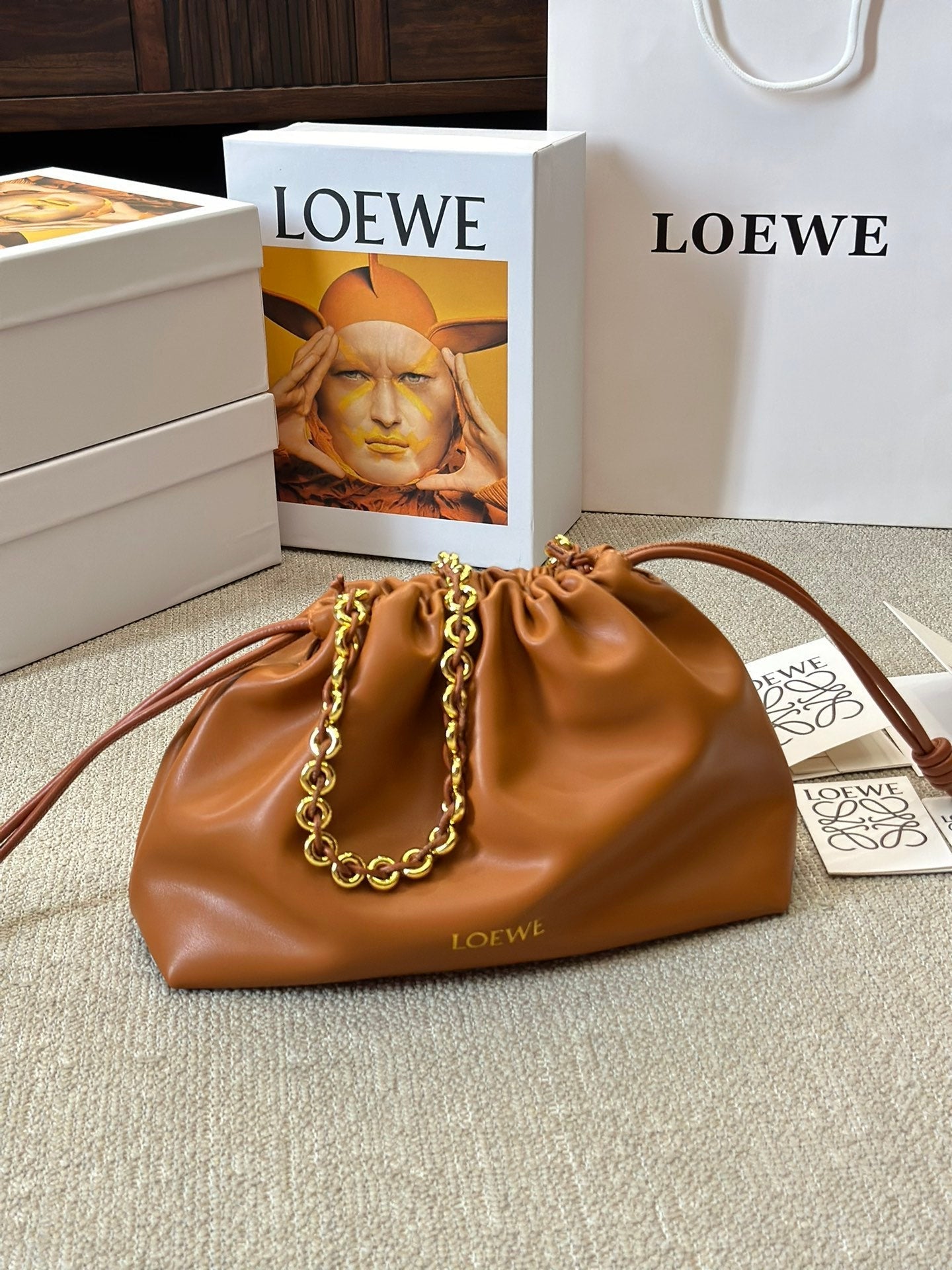 LOEWE LOE SMALL 23 FLAMENCO PURSE IN WARM DESERT NAPPA LAMBSKIN