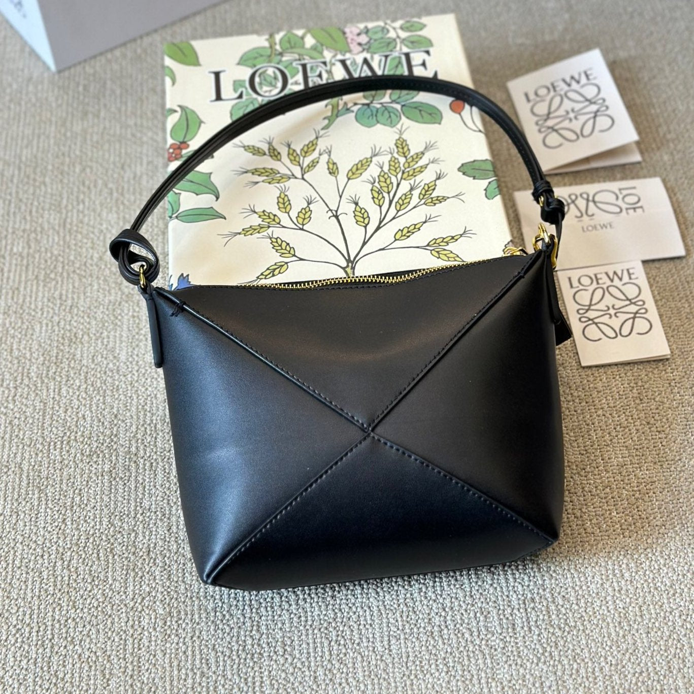 LOEWE LOE 20 PUZZLE FOLD POUCH IN BLACK NAPPA CALFSKIN