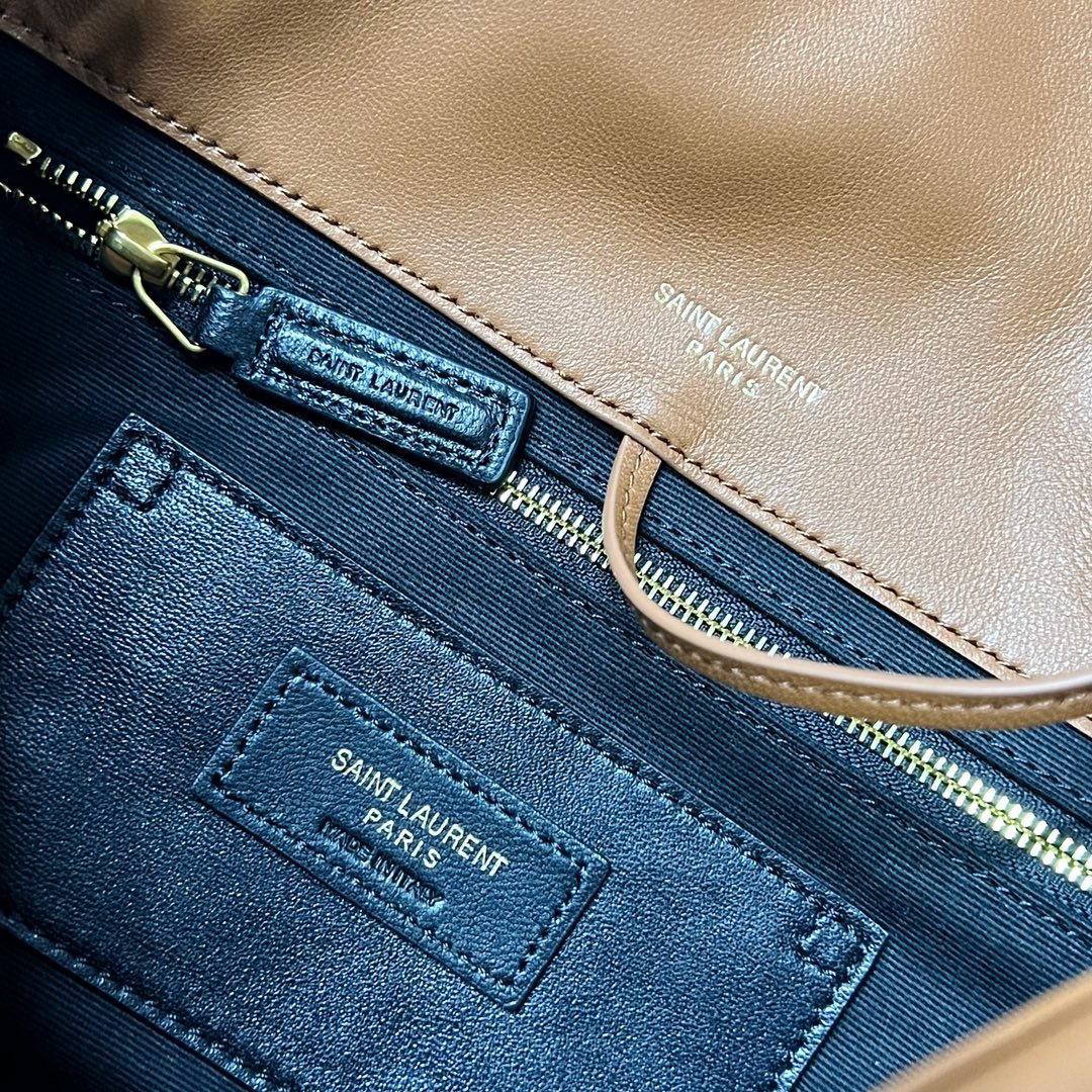 SAINT LAURENT JAMIE 4.3 SMALL BAG 25 IN TAWNY BROWN LAMBSKIN GOLD HARDWARE
