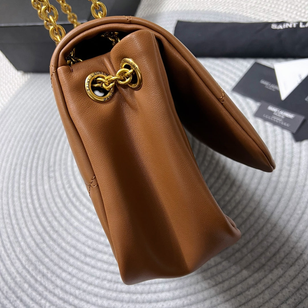 SAINT LAURENT JAMIE 4.3 SMALL BAG 25 IN TAWNY BROWN LAMBSKIN GOLD HARDWARE