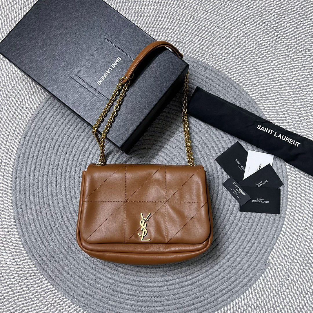 SAINT LAURENT JAMIE 4.3 SMALL BAG 25 IN TAWNY BROWN LAMBSKIN GOLD HARDWARE