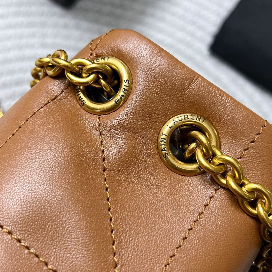 SAINT LAURENT JAMIE 4.3 SMALL BAG 25 IN TAWNY BROWN LAMBSKIN GOLD HARDWARE