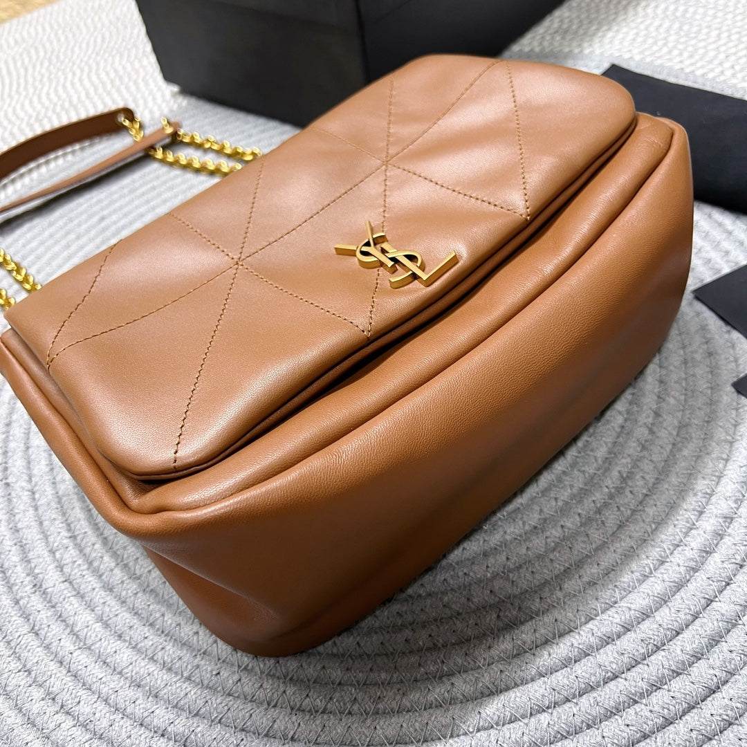 SAINT LAURENT JAMIE 4.3 SMALL BAG 25 IN TAWNY BROWN LAMBSKIN GOLD HARDWARE
