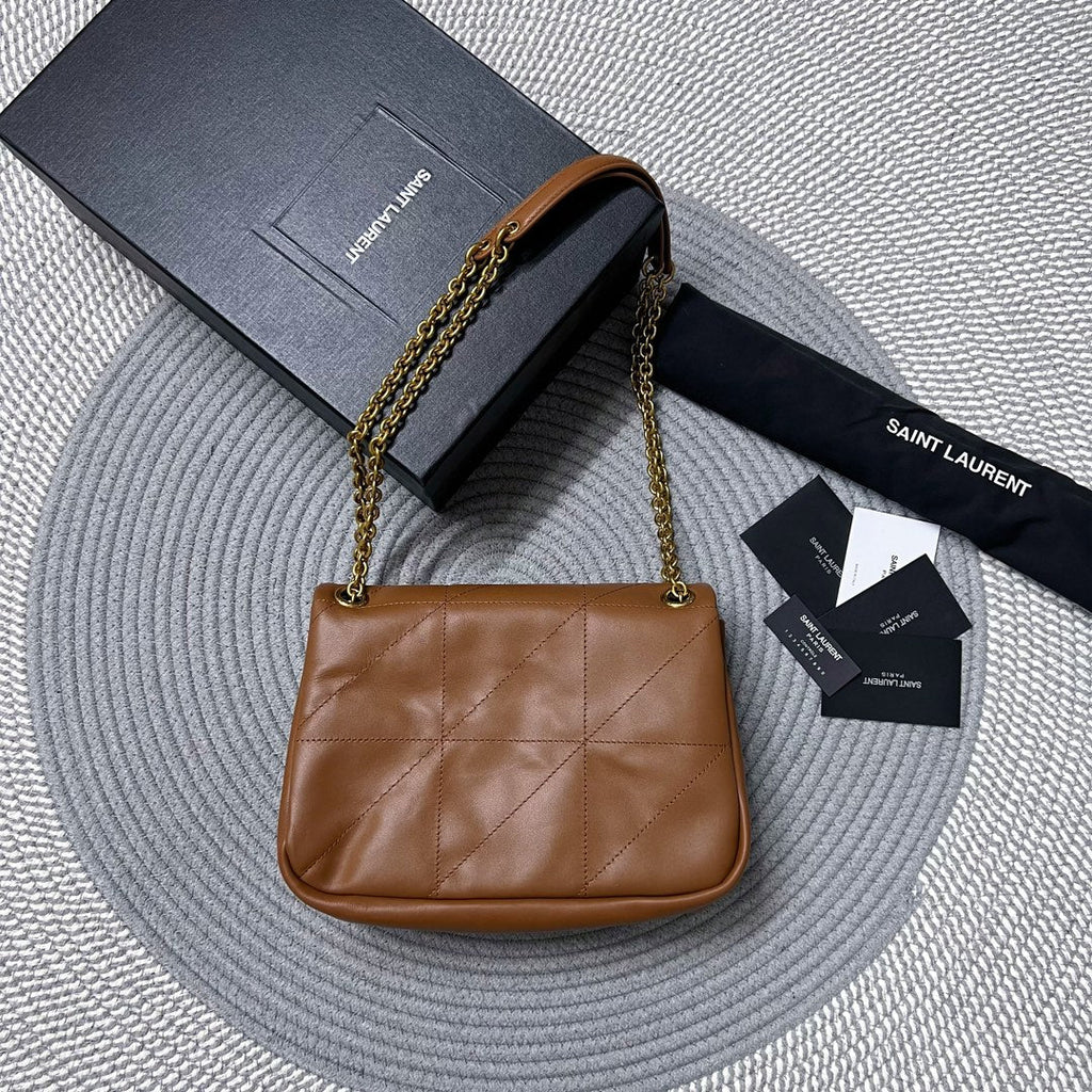 SAINT LAURENT JAMIE 4.3 SMALL BAG 25 IN TAWNY BROWN LAMBSKIN GOLD HARDWARE