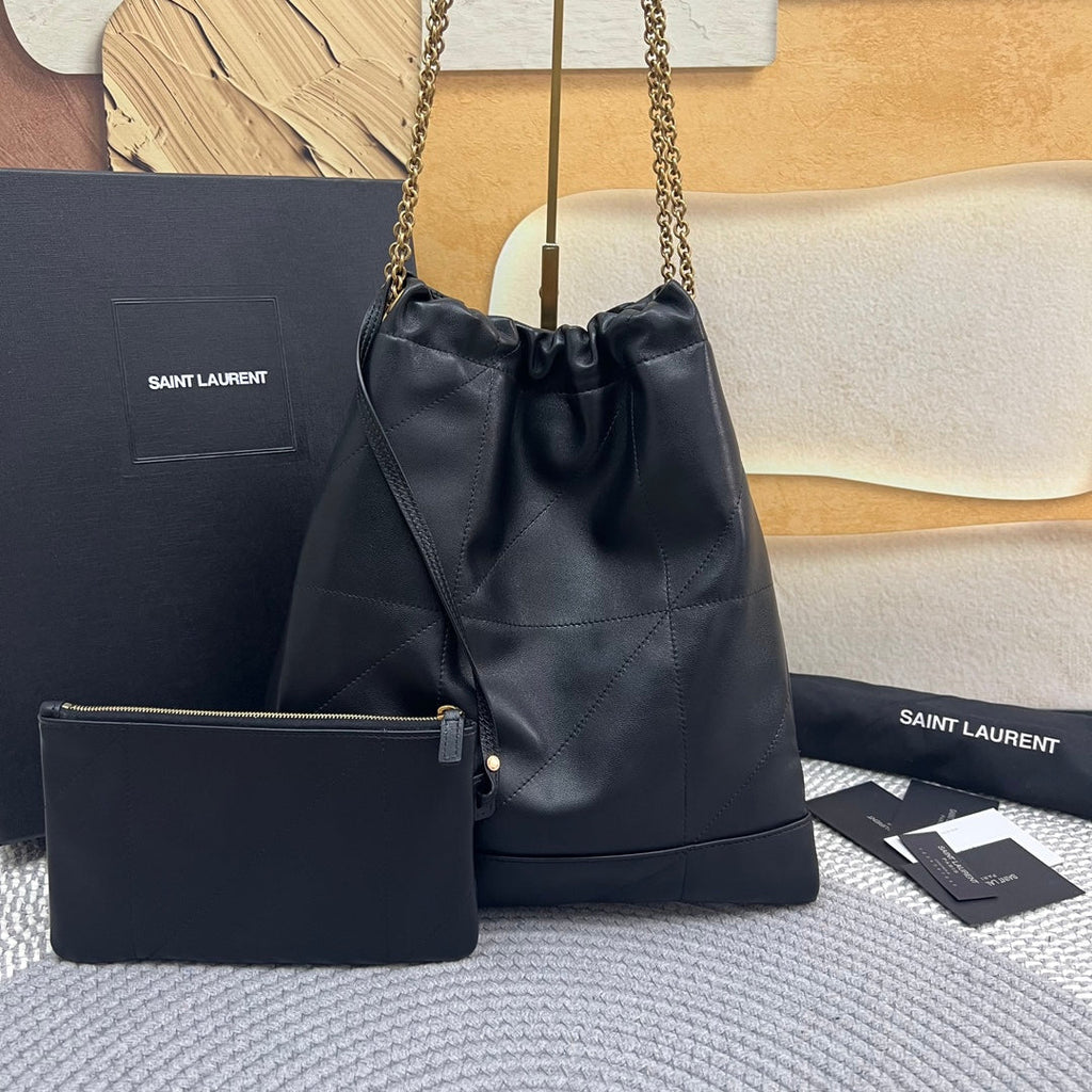 SAINT LAURENT JAMIE POCHON 38 IN BLACK LAMBSKIN GOLD HARDWARE
