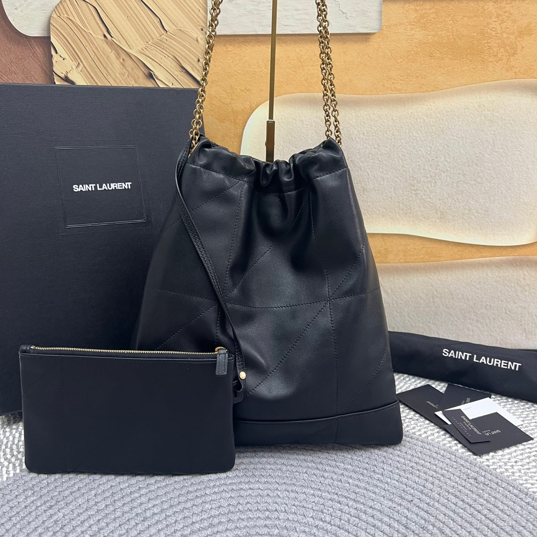 SAINT LAURENT JAMIE POCHON 38 IN BLACK LAMBSKIN GOLD HARDWARE