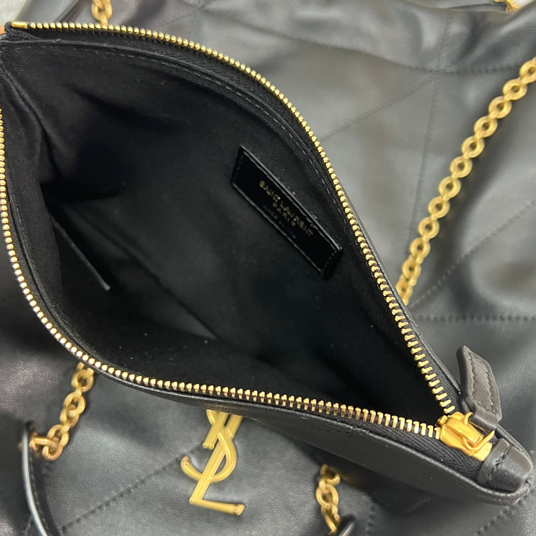 SAINT LAURENT JAMIE POCHON 38 IN BLACK LAMBSKIN GOLD HARDWARE