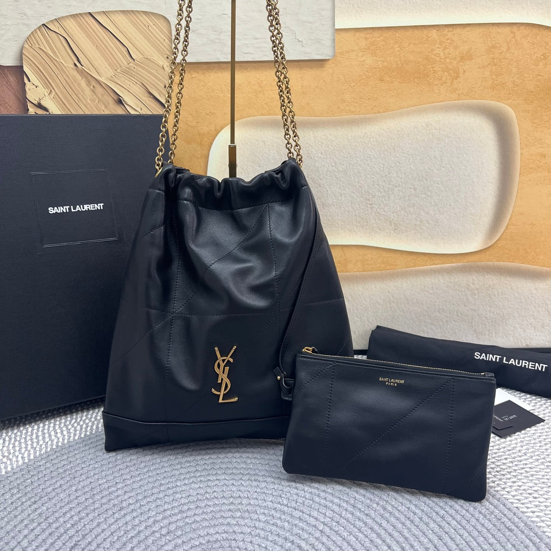 SAINT LAURENT JAMIE POCHON 38 IN BLACK LAMBSKIN GOLD HARDWARE