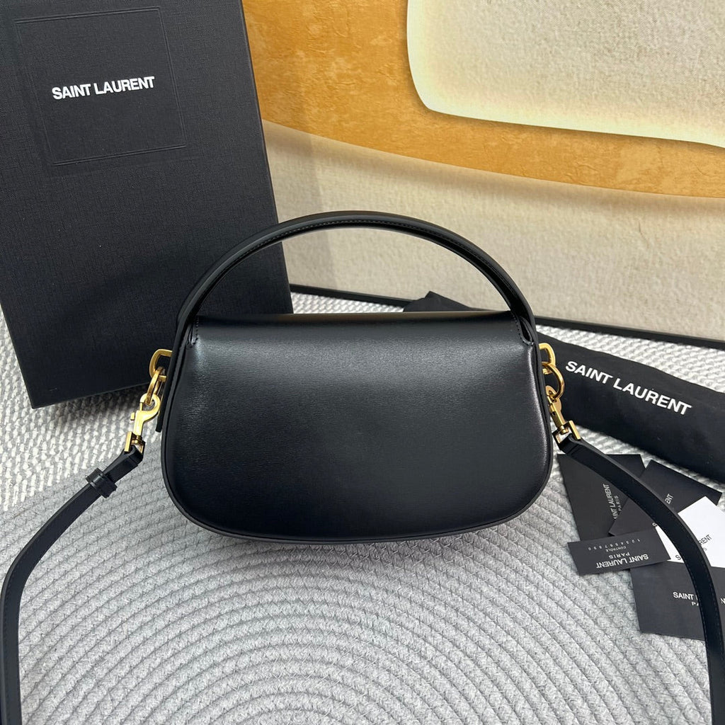 SAINT LAURENT VOLTAIRE 24 IN BLACK CALFSKIN GOLD LOGO