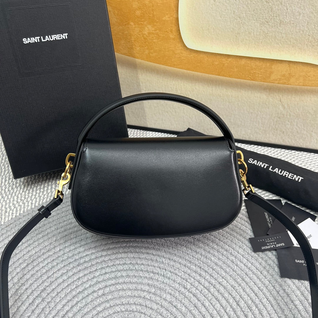 SAINT LAURENT VOLTAIRE 24 IN BLACK CALFSKIN GOLD LOGO