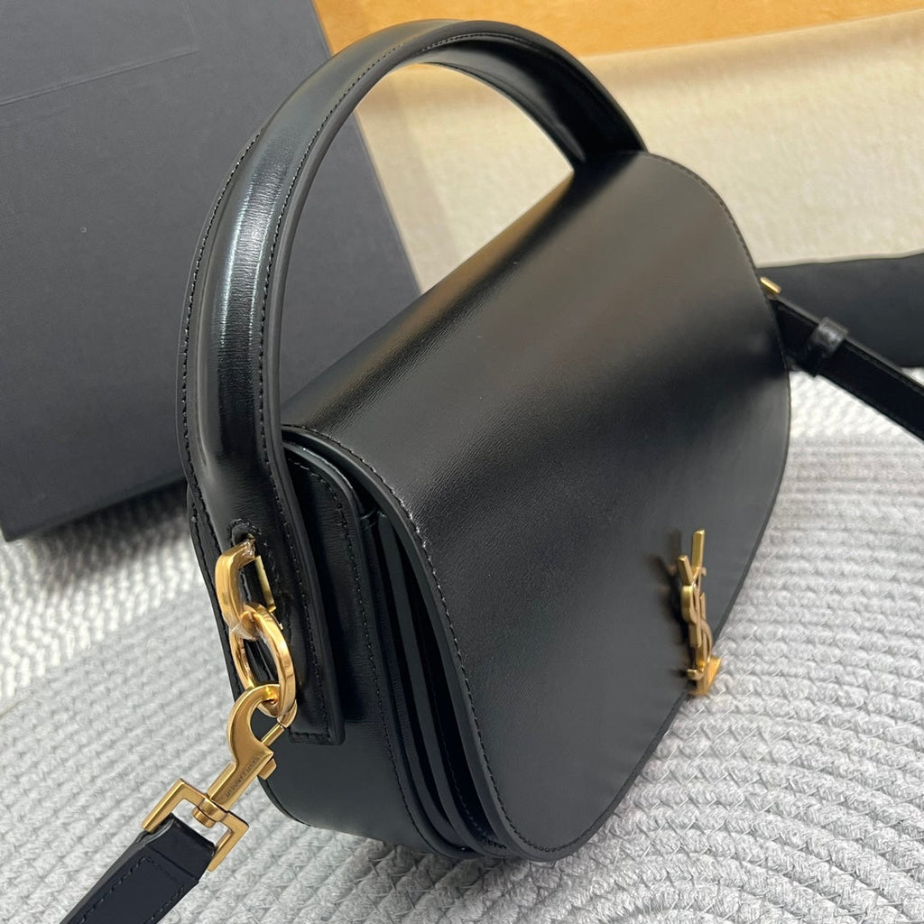 SAINT LAURENT VOLTAIRE 24 IN BLACK CALFSKIN GOLD LOGO
