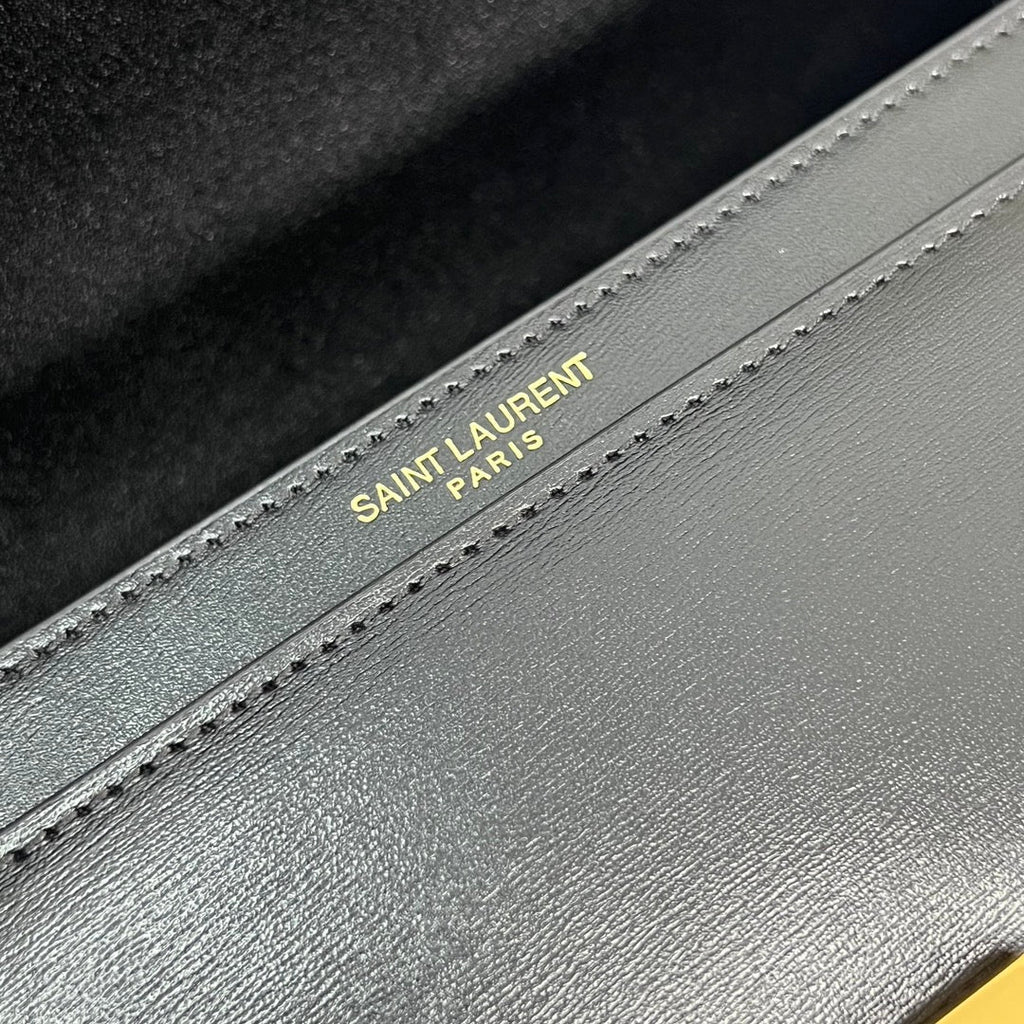 SAINT LAURENT VOLTAIRE 24 IN BLACK CALFSKIN GOLD LOGO