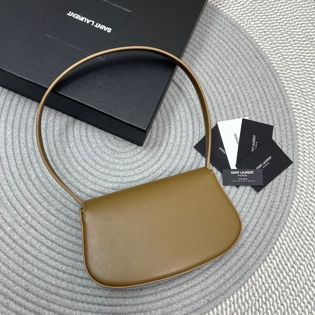 SAINT LAURENT VOLTAIRE IN BOX 21 IN CARAMEL BROWN CALFSKIN GOLD LOGO