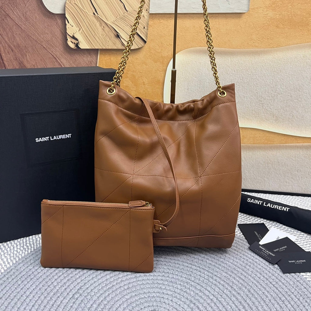 SAINT LAURENT JAMIE POCHON 33 IN BRONZE BROWN LAMBSKIN GOLD HARDWARE