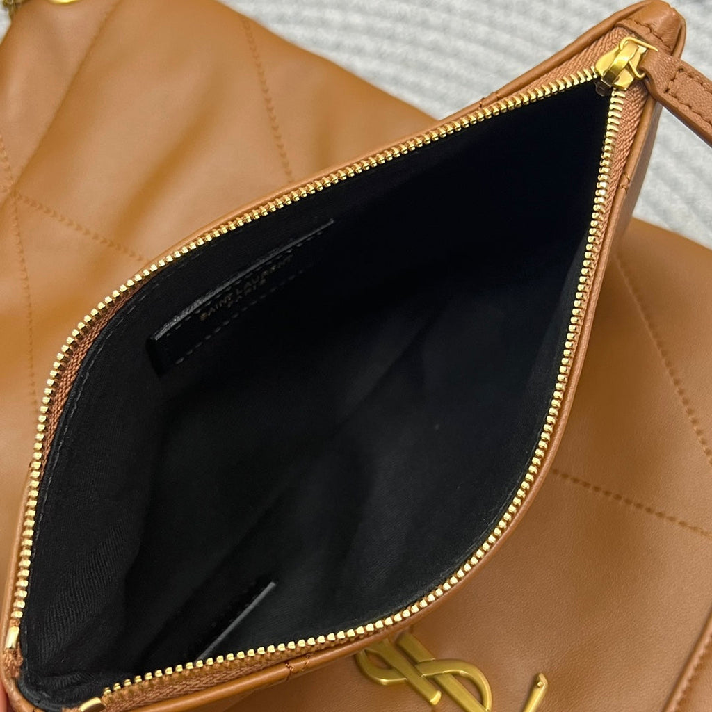 SAINT LAURENT JAMIE POCHON 33 IN BRONZE BROWN LAMBSKIN GOLD HARDWARE