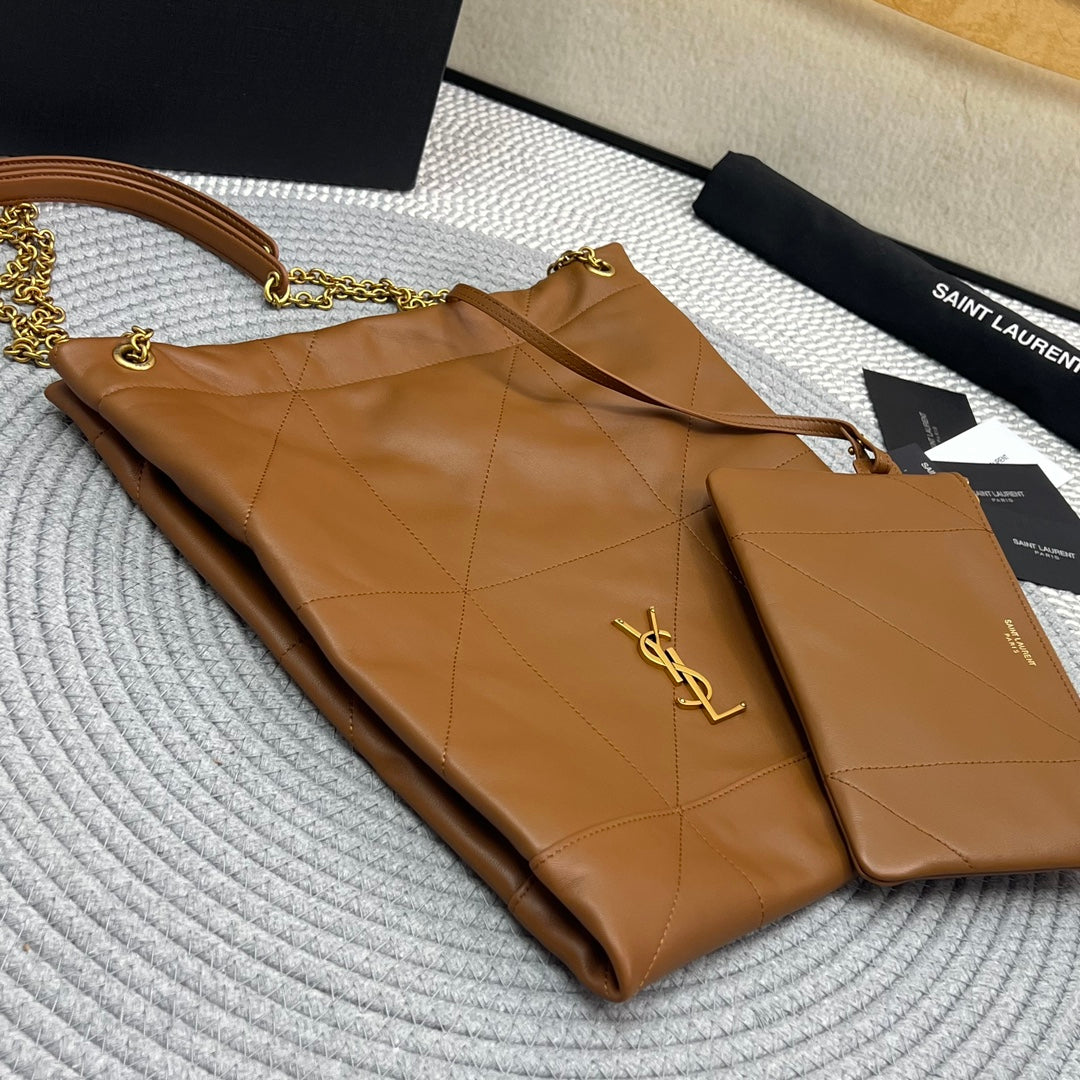 SAINT LAURENT JAMIE POCHON 33 IN BRONZE BROWN LAMBSKIN GOLD HARDWARE