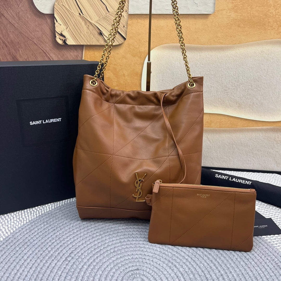 SAINT LAURENT JAMIE POCHON 33 IN BRONZE BROWN LAMBSKIN GOLD HARDWARE