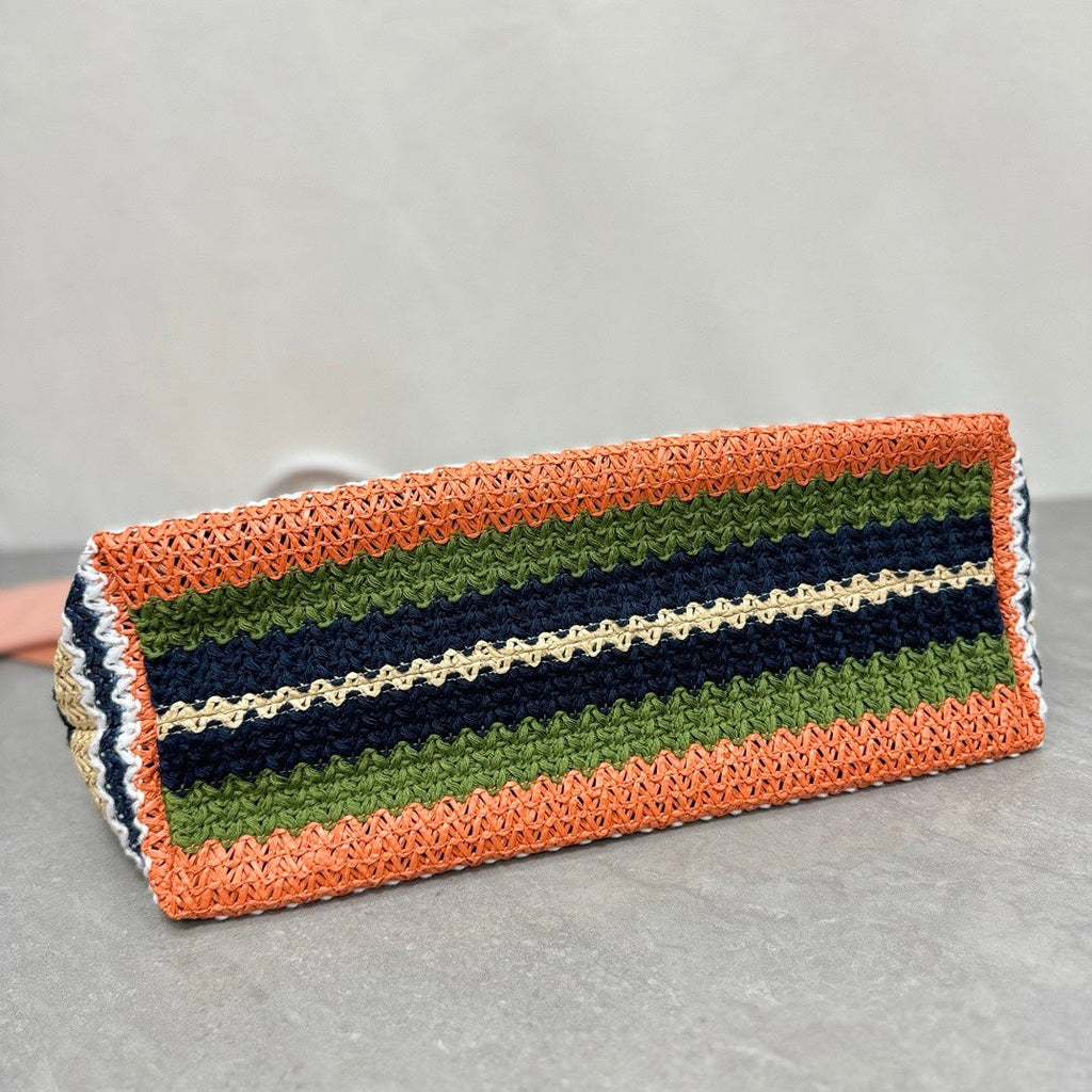 MIU MIU LARGE SHOPPING BAG 40 IN COLORFUL WOVEN RAFFIA