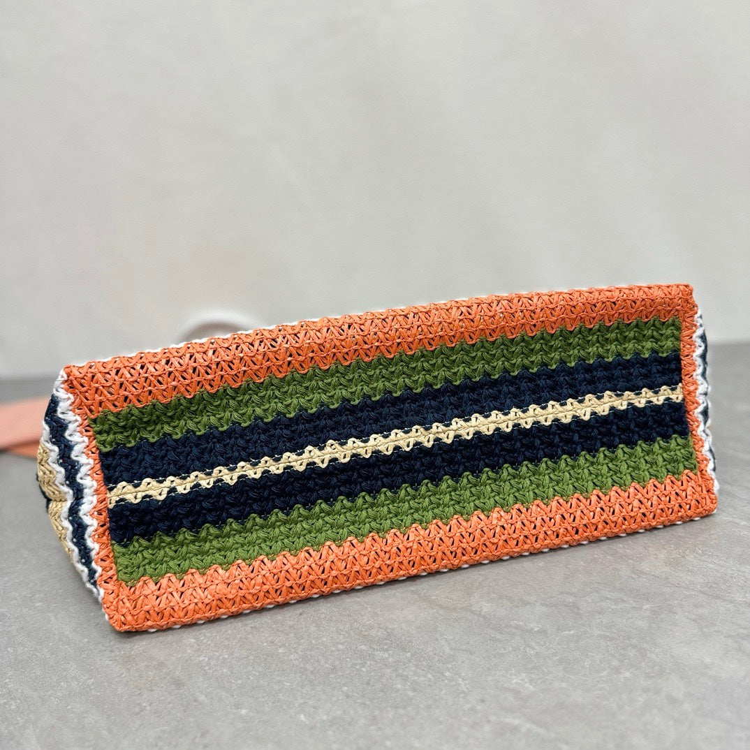MIU MIU LARGE SHOPPING BAG 40 IN COLORFUL WOVEN RAFFIA