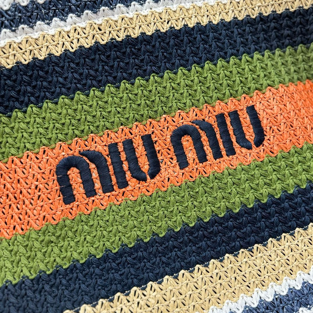 MIU MIU LARGE SHOPPING BAG 40 IN COLORFUL WOVEN RAFFIA