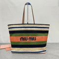 MIU MIU LARGE SHOPPING BAG 40 IN COLORFUL WOVEN RAFFIA