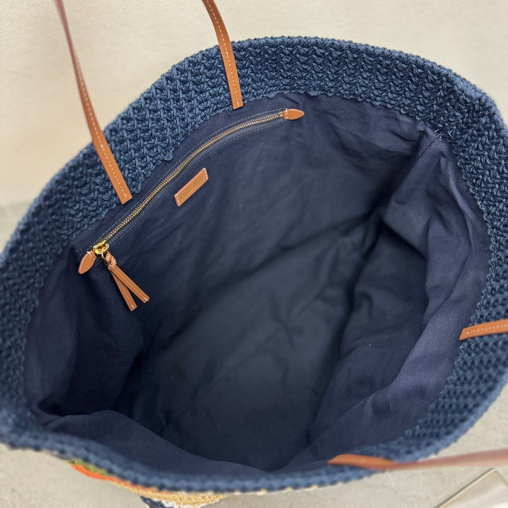 MIU MIU LARGE SHOPPING BAG 40 IN COLORFUL WOVEN RAFFIA