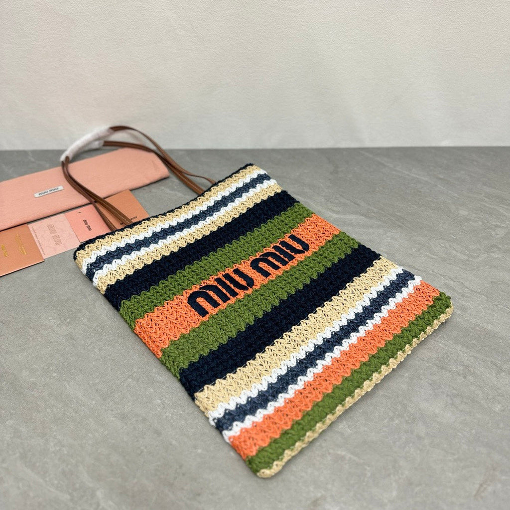 MIU MIU TOTE BAG 38 IN COLORFUL WOVEN RAFFIA